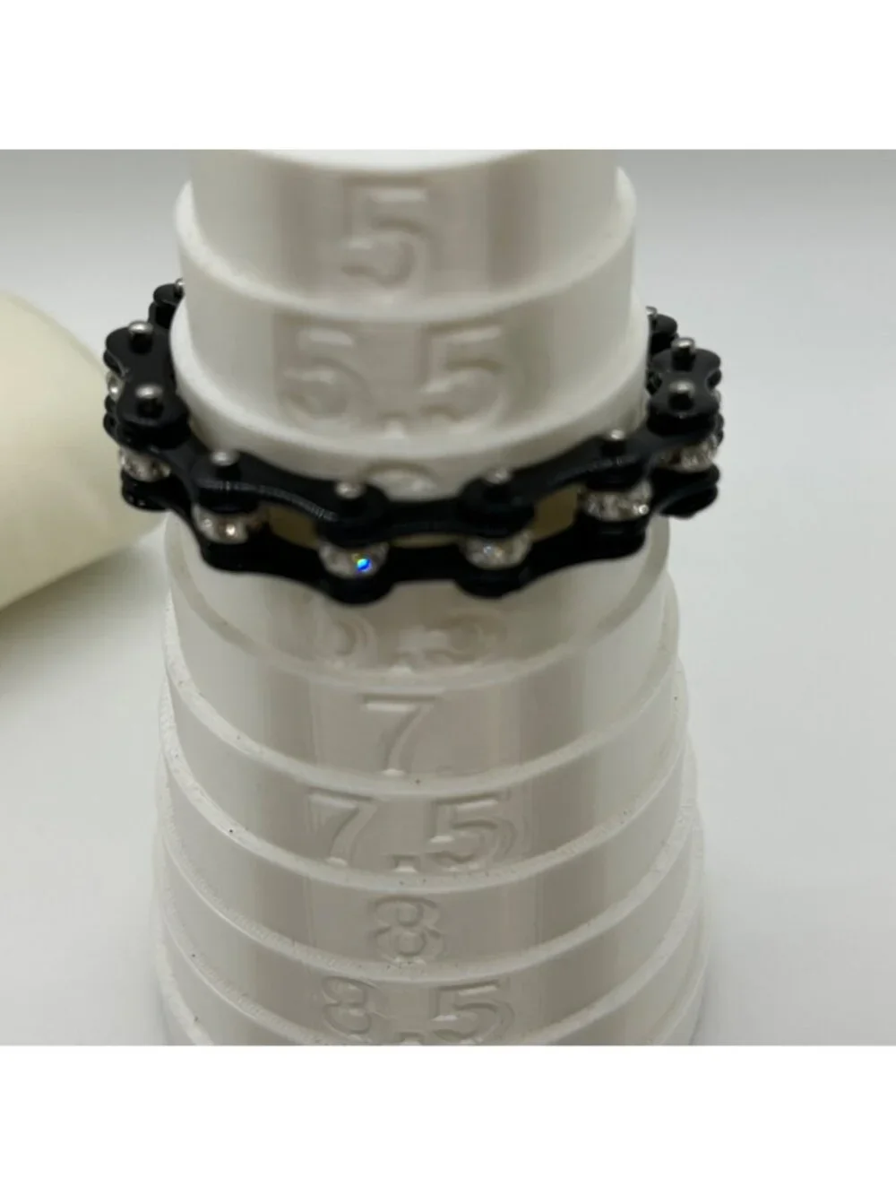 Black Stainless Steel Motorcycle Bike Chain Bracelet With Rhinestone Studs - Picture 11 of 11